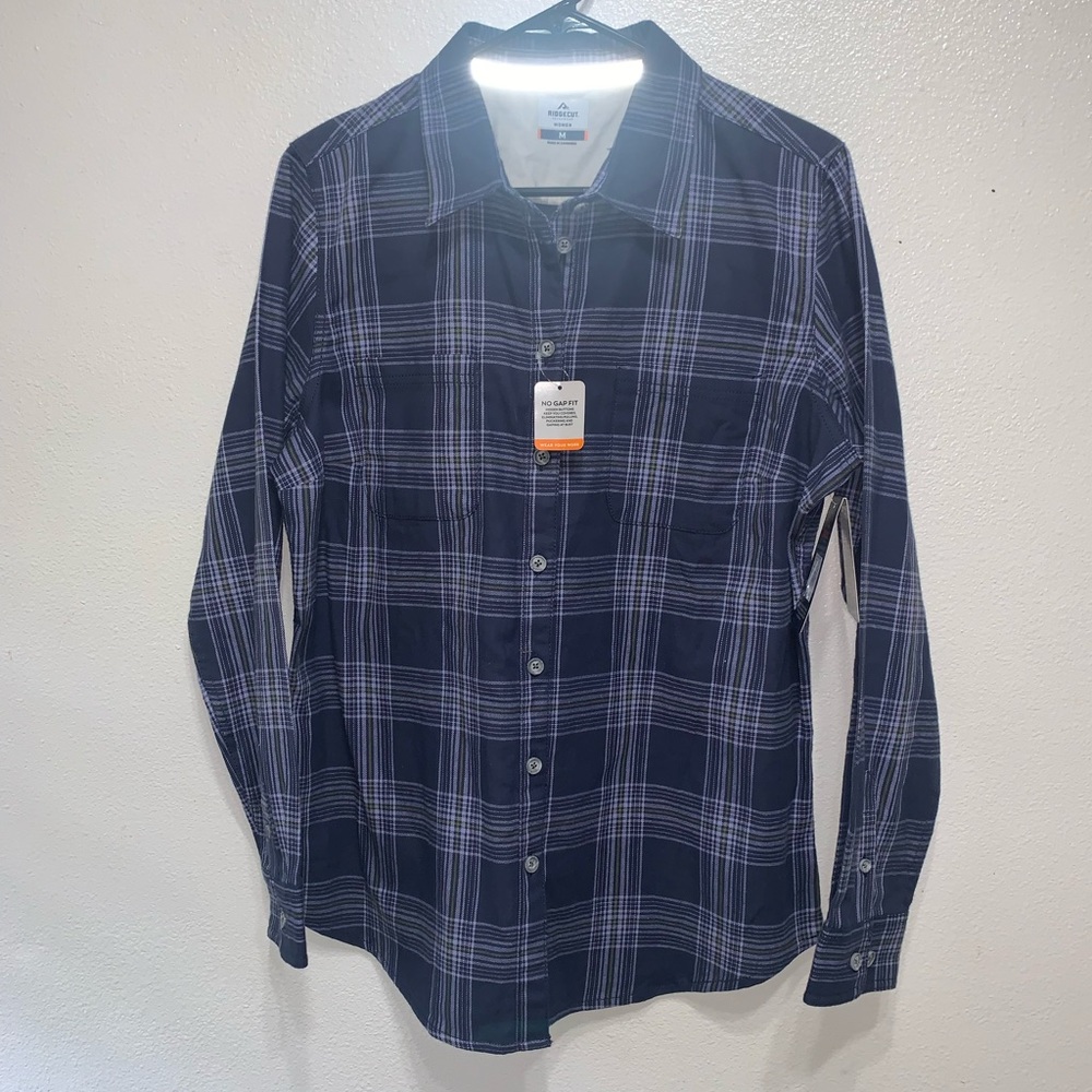 Ridgecut Workwear Women’s Blue Flannel Long Sleeve Shirt Size medium NWT